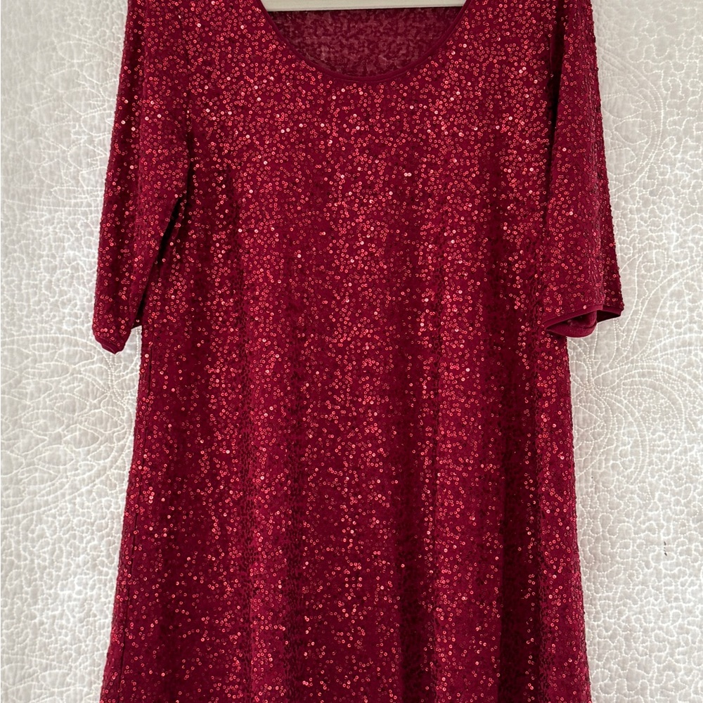 Eileen Fisher Red Sequin Mini Dress